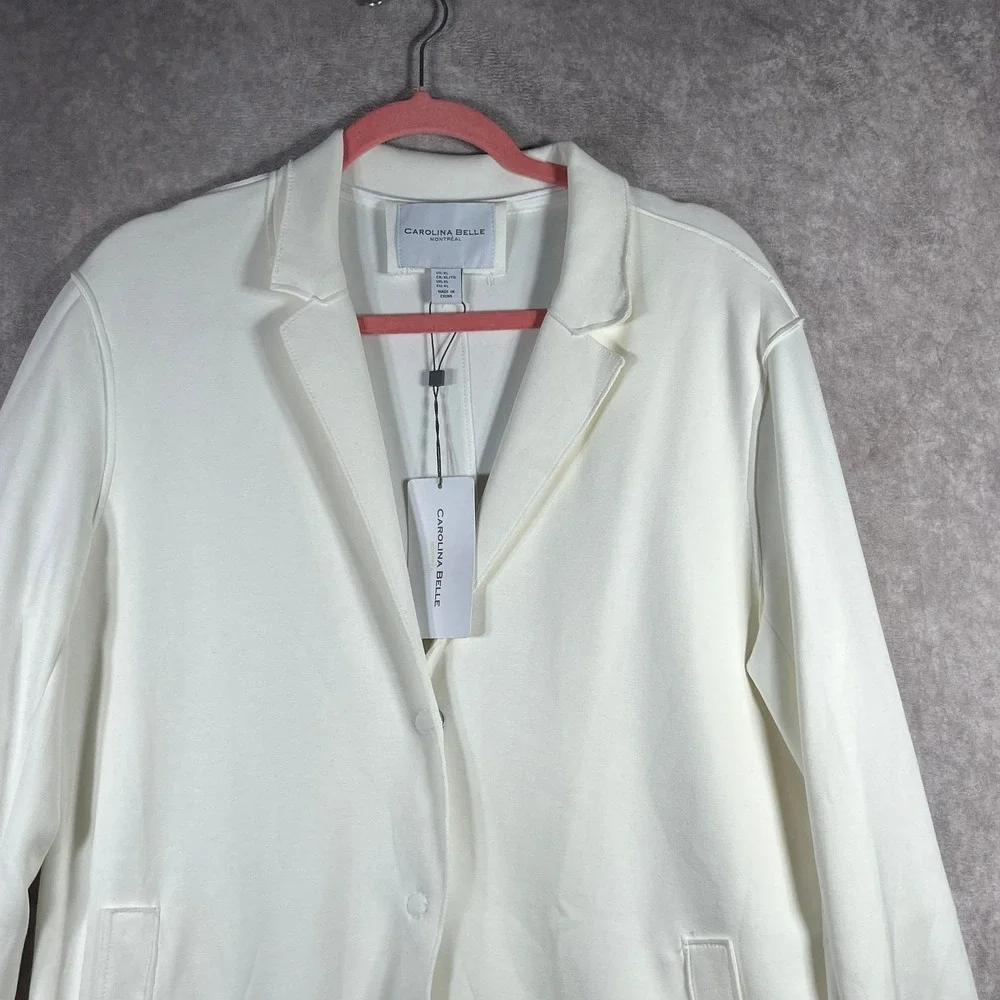 Carolina Belle Montreal Blazer Jacket Womens XL Off White Longline Office NEW